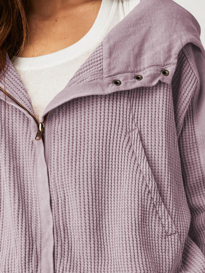 Women's Waffle Knit Zip Hoodie-31