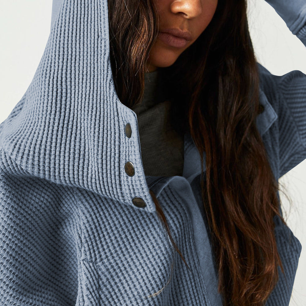 Women's Waffle Knit Zip Hoodie-15