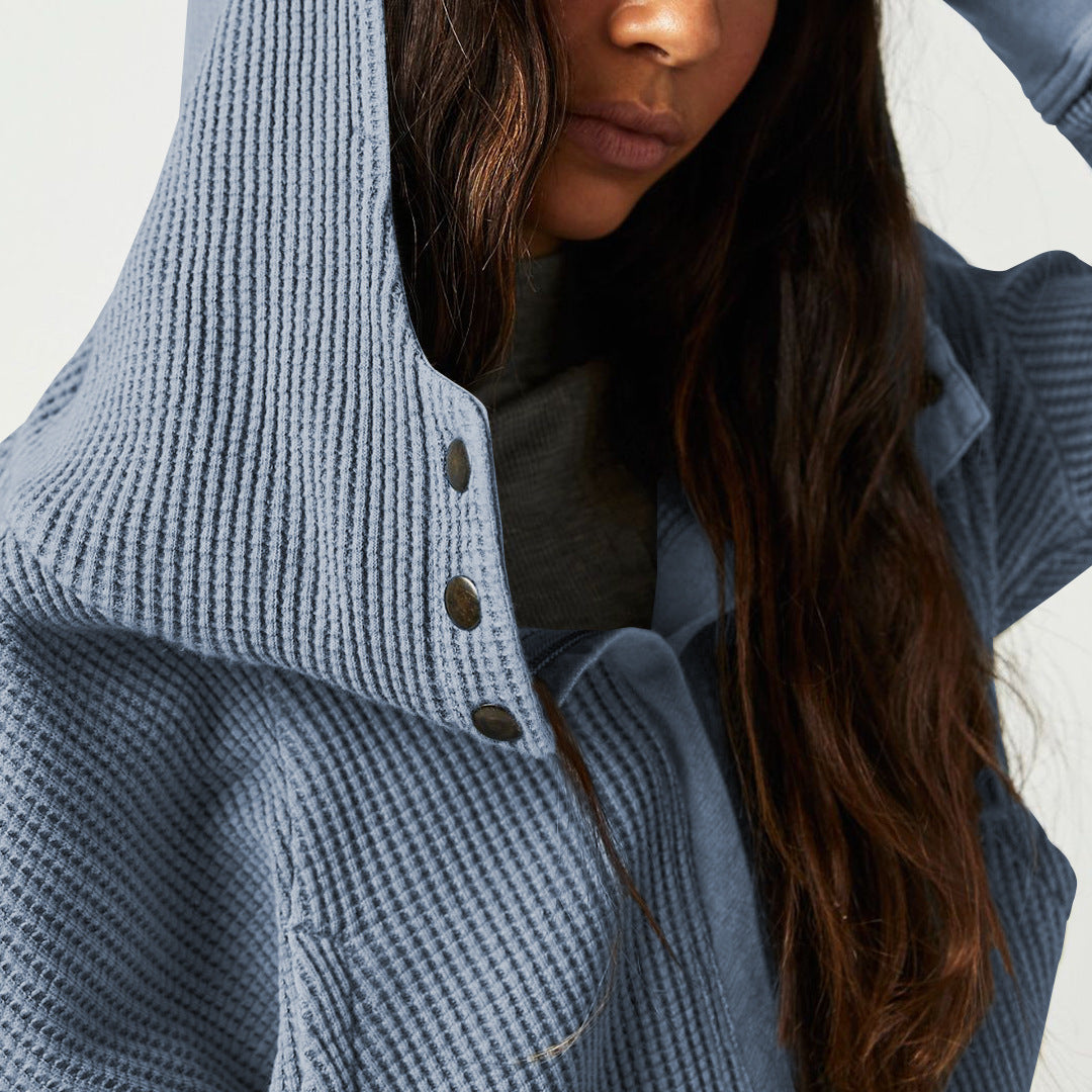 Women's Waffle Knit Zip Hoodie-15