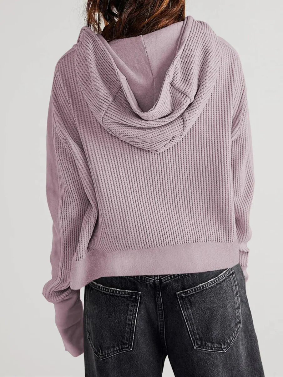Women's Waffle Knit Zip Hoodie-30