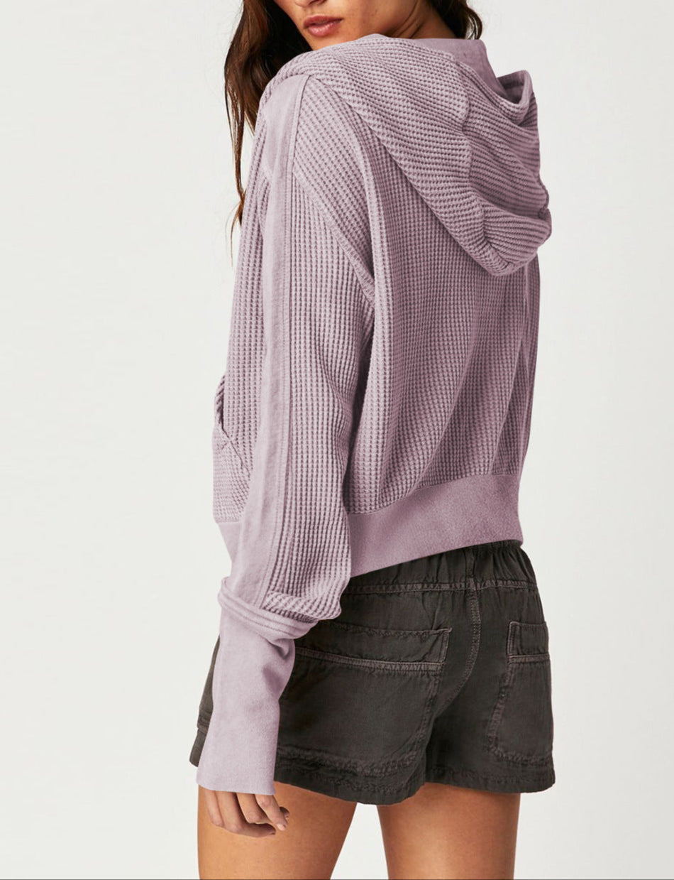 Women's Waffle Knit Zip Hoodie-29