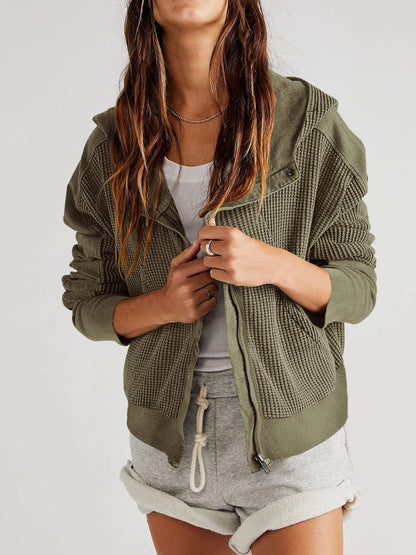 Women's Waffle Knit Zip Hoodie-6