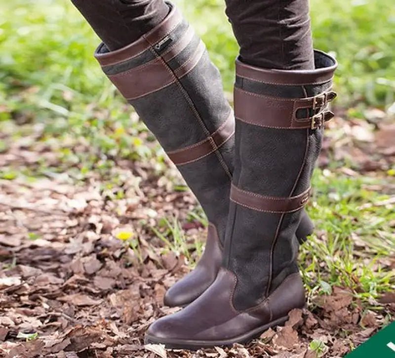 Women's Knee High Boots with Buckle Straps