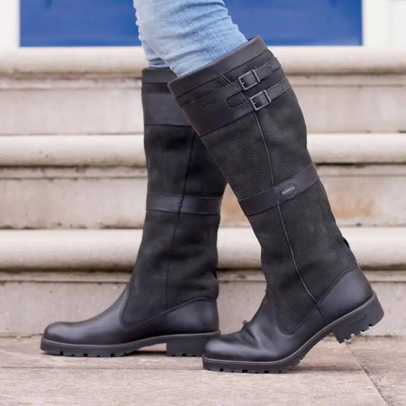 Women's Knee High Boots with Buckle Straps