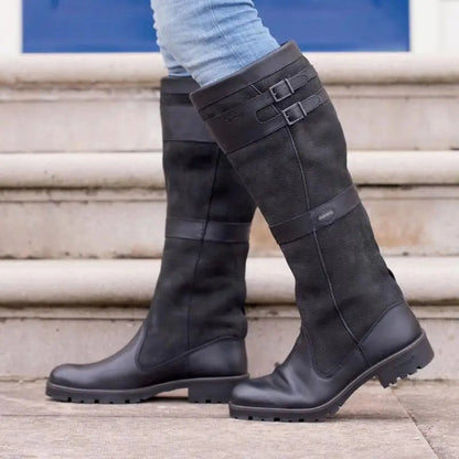 Women's Knee High Boots with Buckle Straps