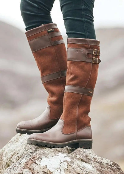 Women's Knee High Boots with Buckle Straps