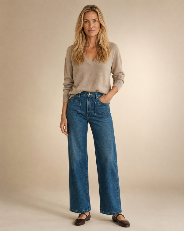 Women's Wide Leg Denim Jeans-1