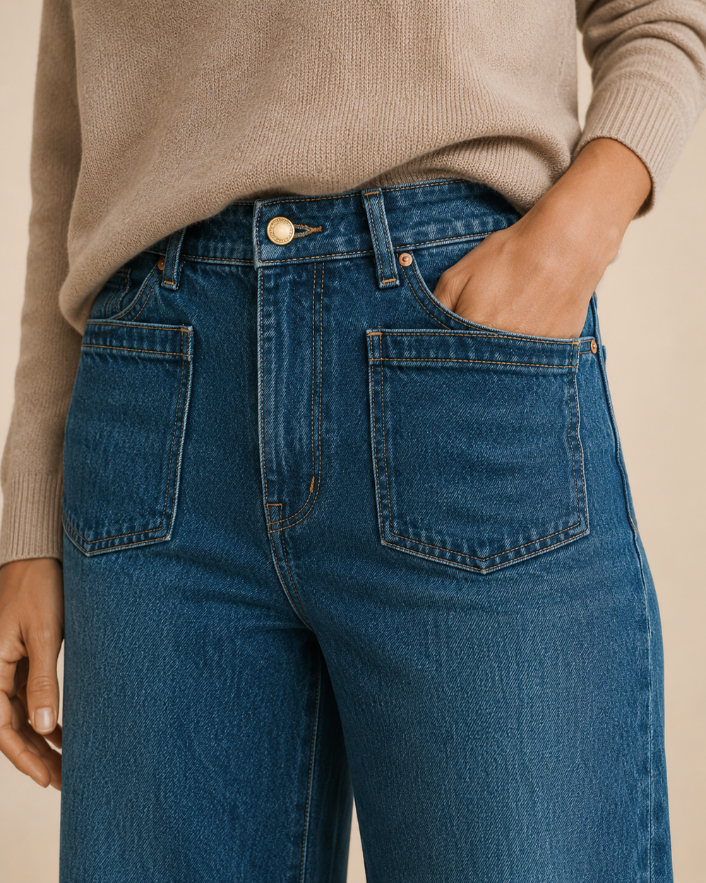 Women's Wide Leg Denim Jeans-3