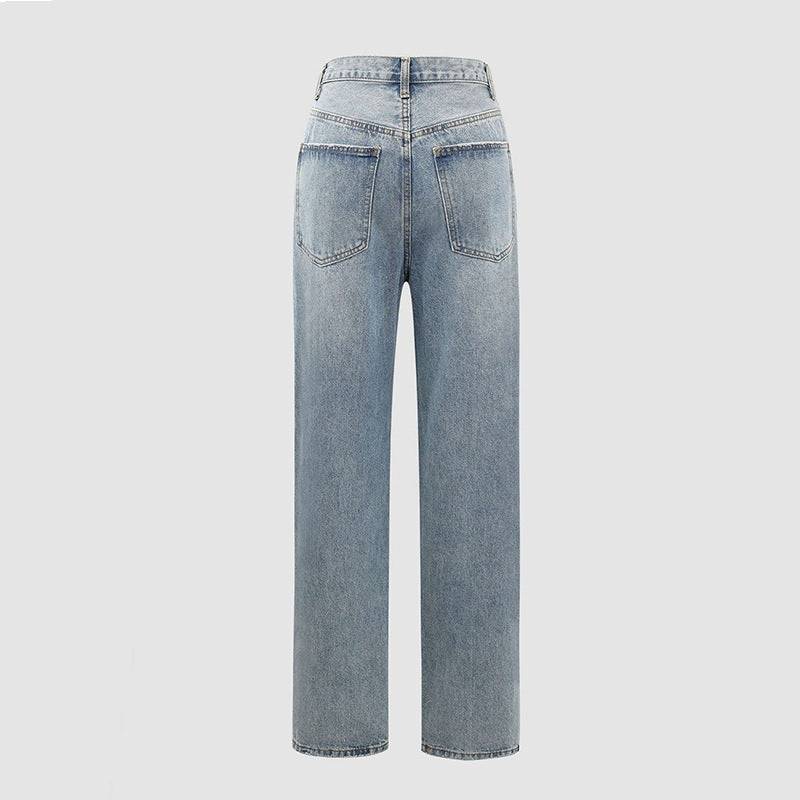 Women's Wide-Leg Jeans With Crossover Waist-2