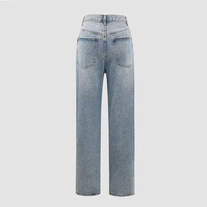 Women's Wide-Leg Jeans With Crossover Waist-2