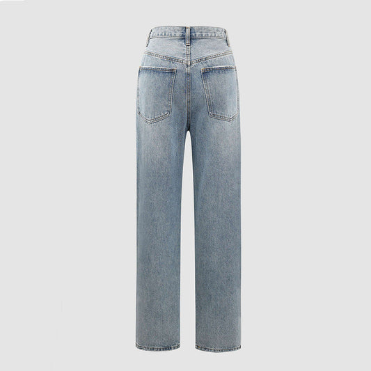 Women's Wide-Leg Jeans With Crossover Waist-2