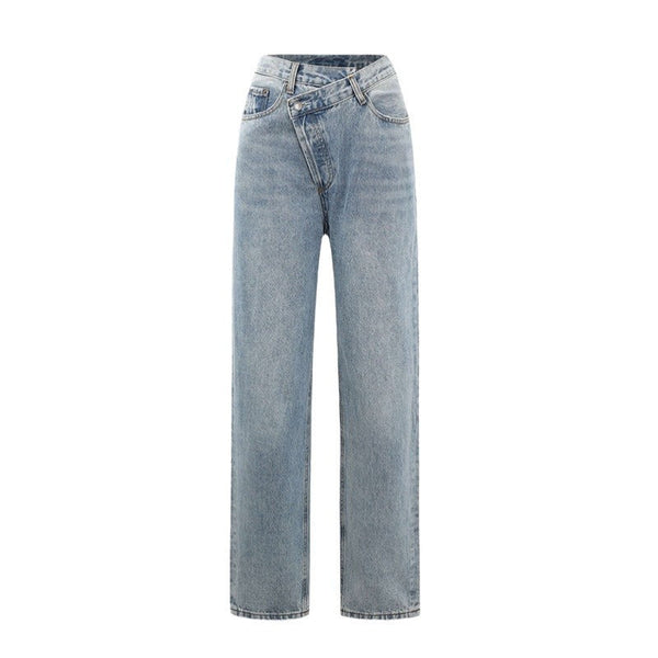 Women's Wide-Leg Jeans With Crossover Waist-1