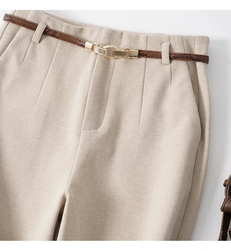 Women's Wide Leg Wool Trousers-20