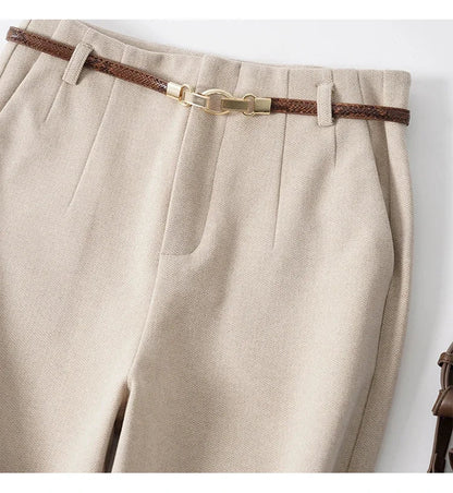 Women's Wide Leg Wool Trousers-26