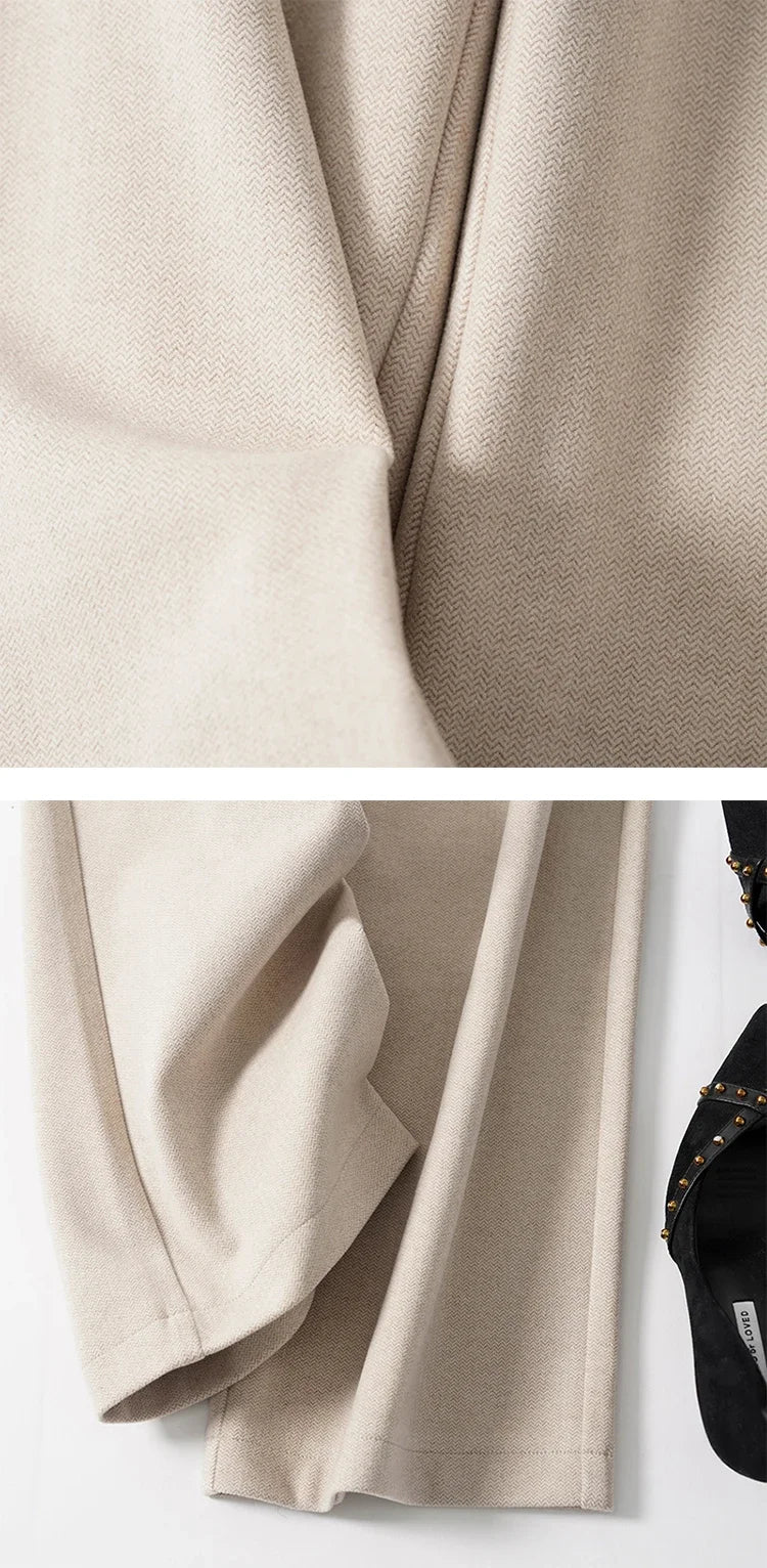 Women's Wide Leg Wool Trousers-27