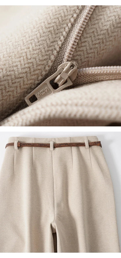 Women's Wide Leg Wool Trousers-32