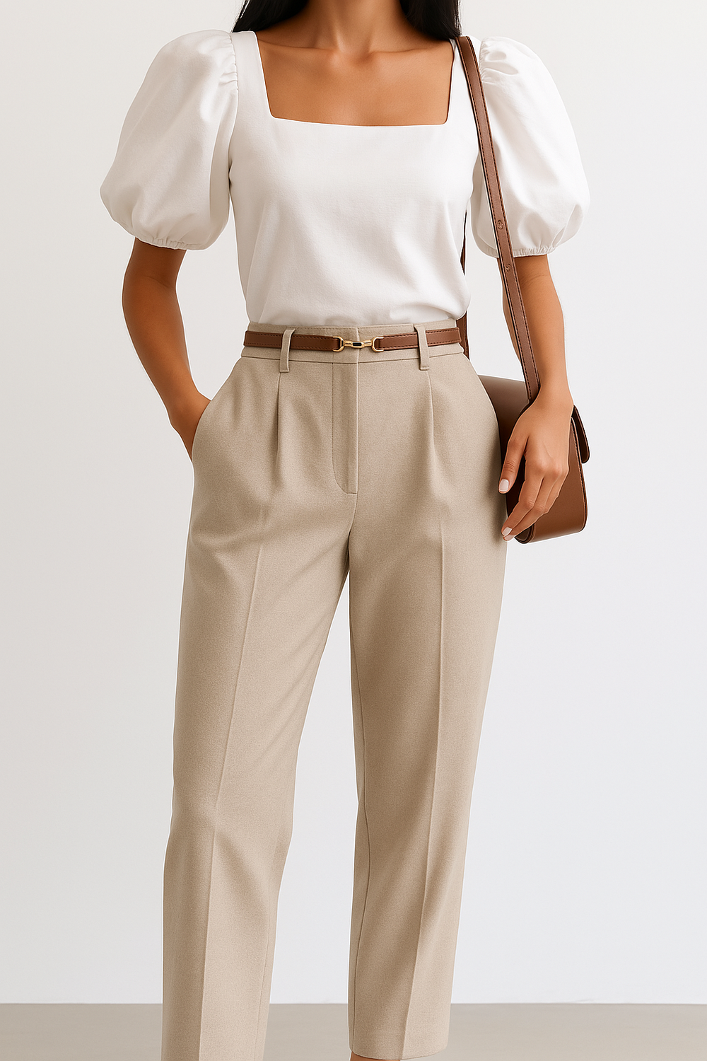 Women's Wide Leg Wool Trousers-12
