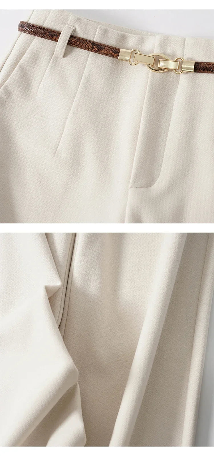 Women's Wide Leg Wool Trousers-35