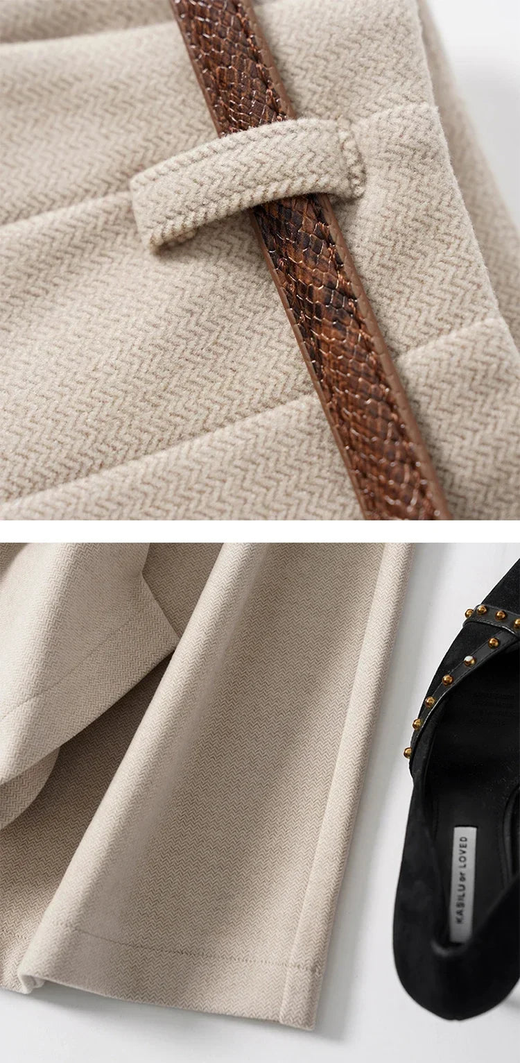 Women's Wide Leg Wool Trousers-29