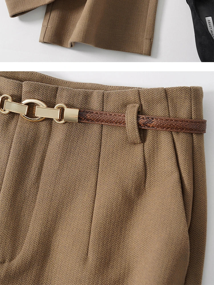 Women's Wide Leg Wool Trousers-18