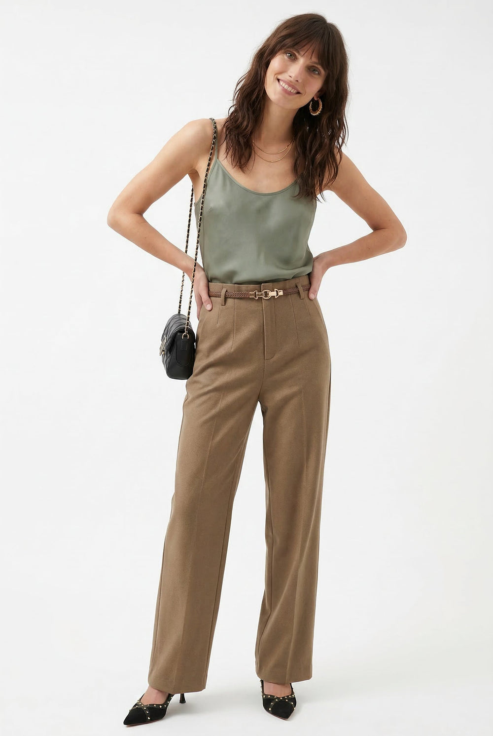 Women's Wide Leg Wool Trousers-6